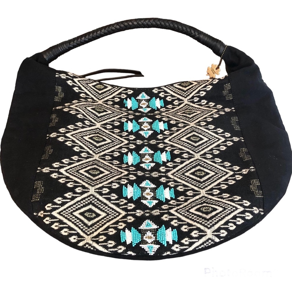 Lucky Brand Black and Blue Hobo Bag
